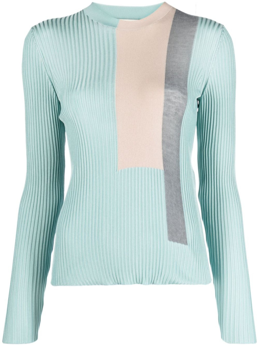 Shop Fendi Light Blue Colour-block Sweater In Sky Blue