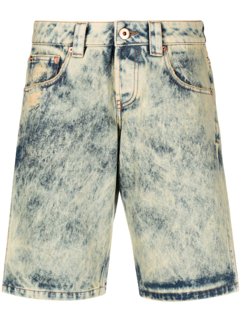 Vaquera Denim Split Shorts In Blue