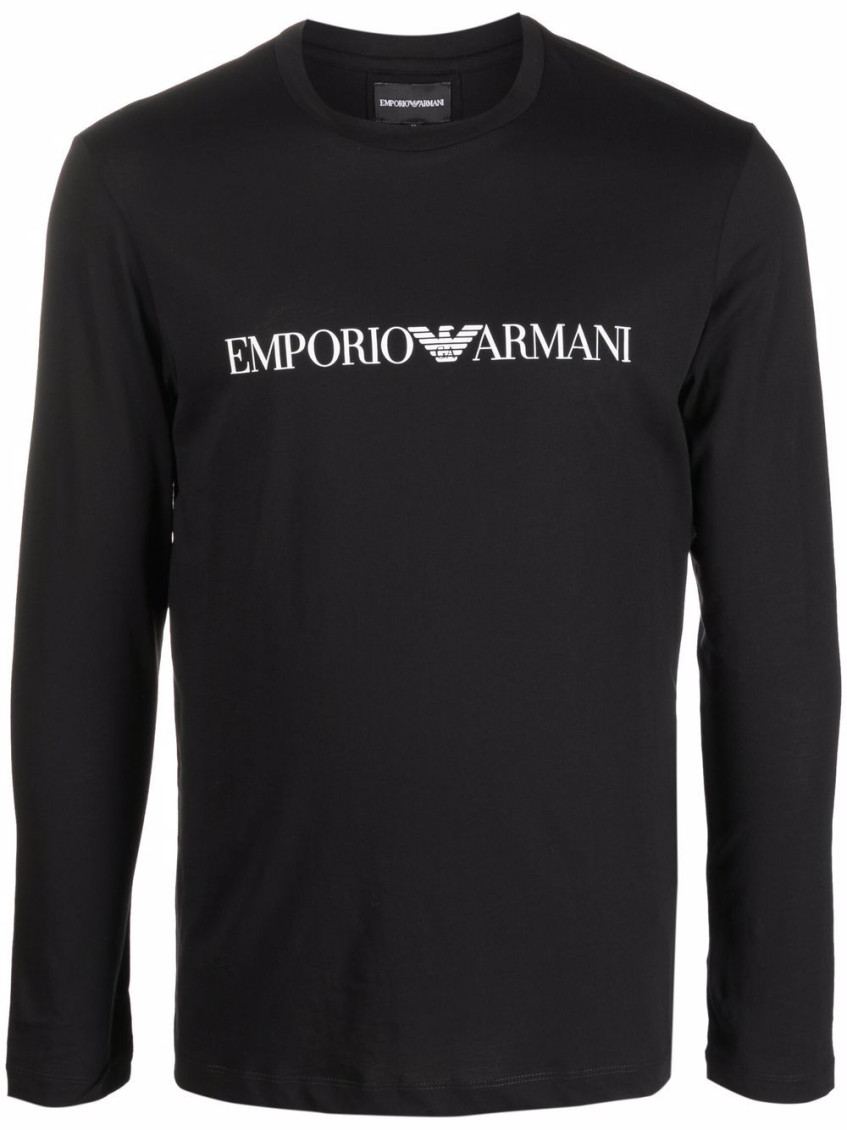 Emporio Armani Men's Logo Cotton T-shirt In Black