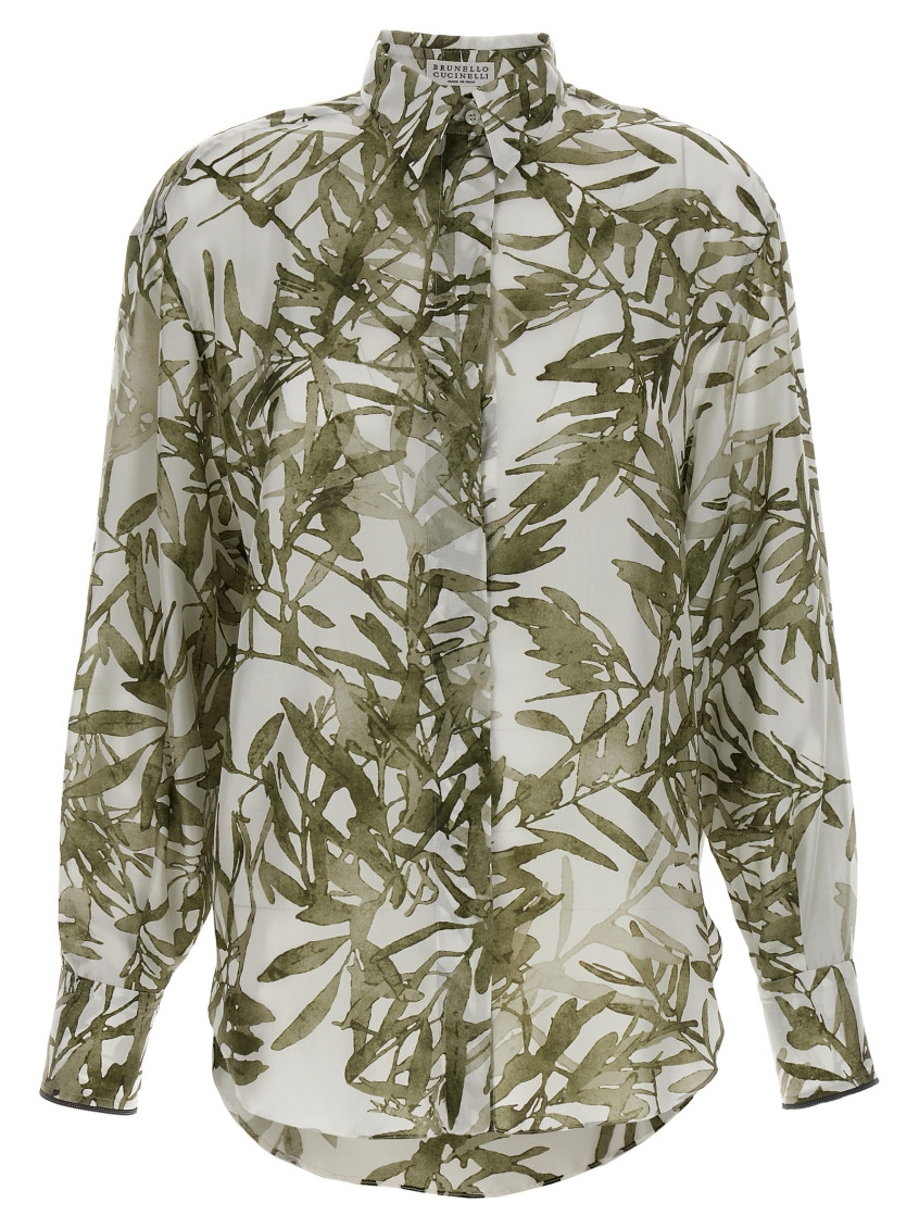 Brunello Cucinelli Silk Shirt Shirt And Blouse Multicolor In Multicolor