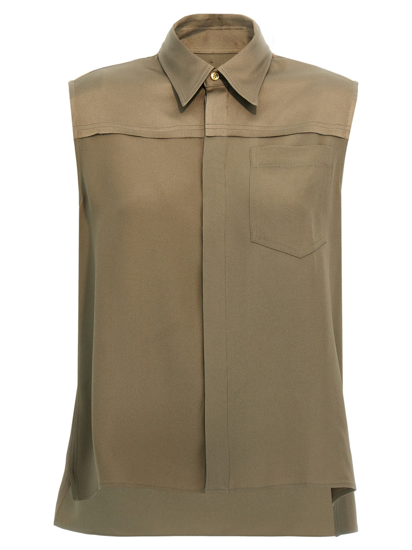 Ami Alexandre Mattiussi Ami Sleeveless Viscose Blend Shirt With Button Closure In Grey