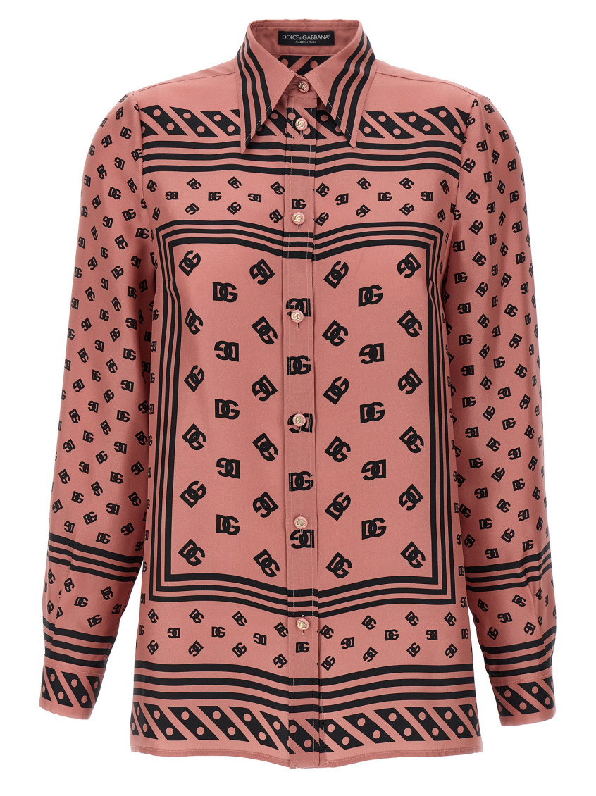 Dolce & Gabbana Silk Shirt With Collared Neck And Long Sleeves In Pink