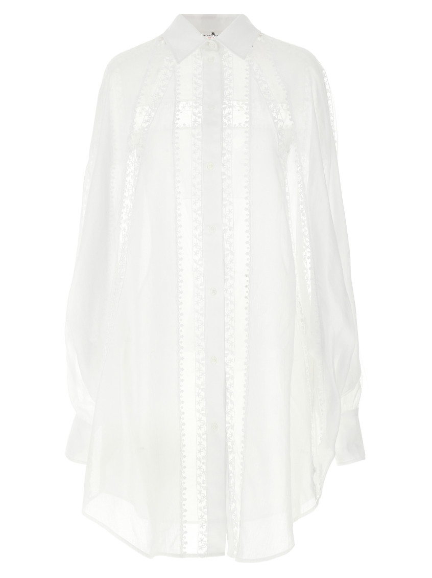 ERMANNO SCERVINO WHITE MACRAM TULLE SHIRT