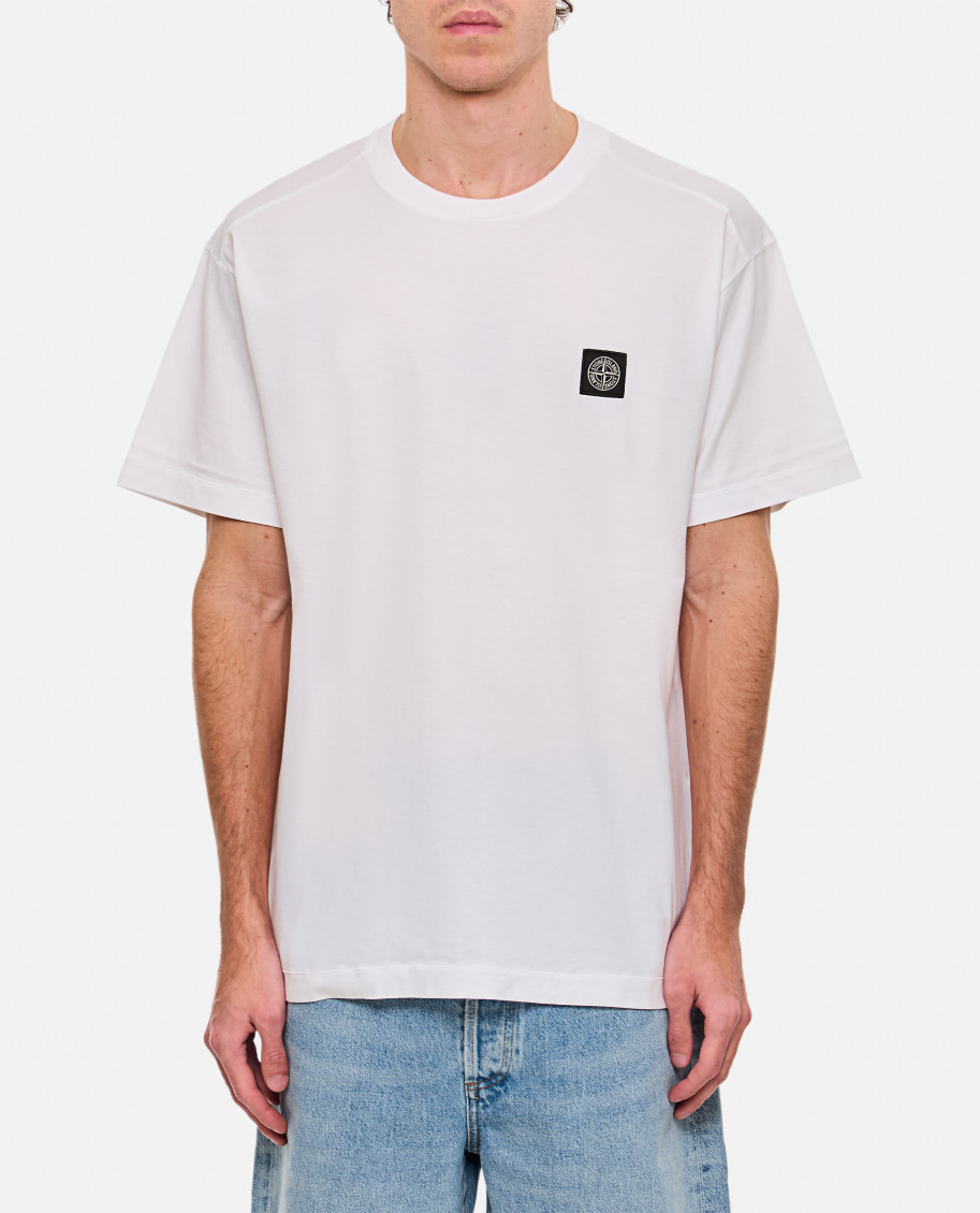 Shop Stone Island White Logo T-shirt