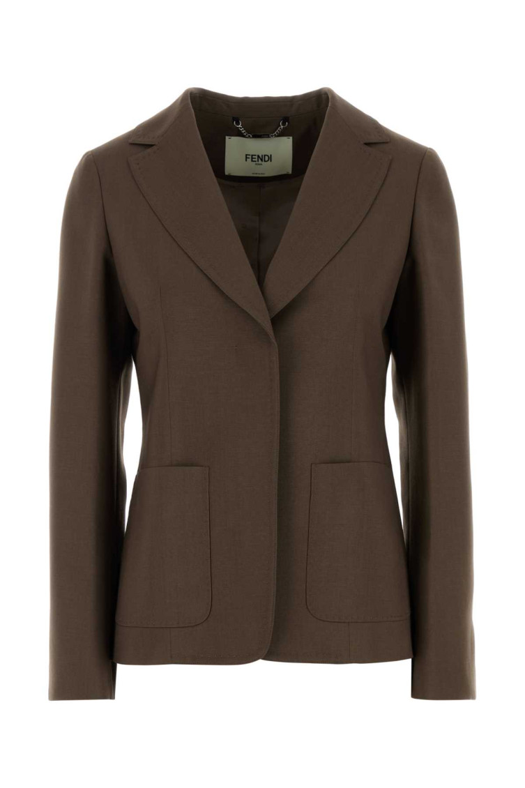 Shop Fendi Brown Single-breasted Blazer