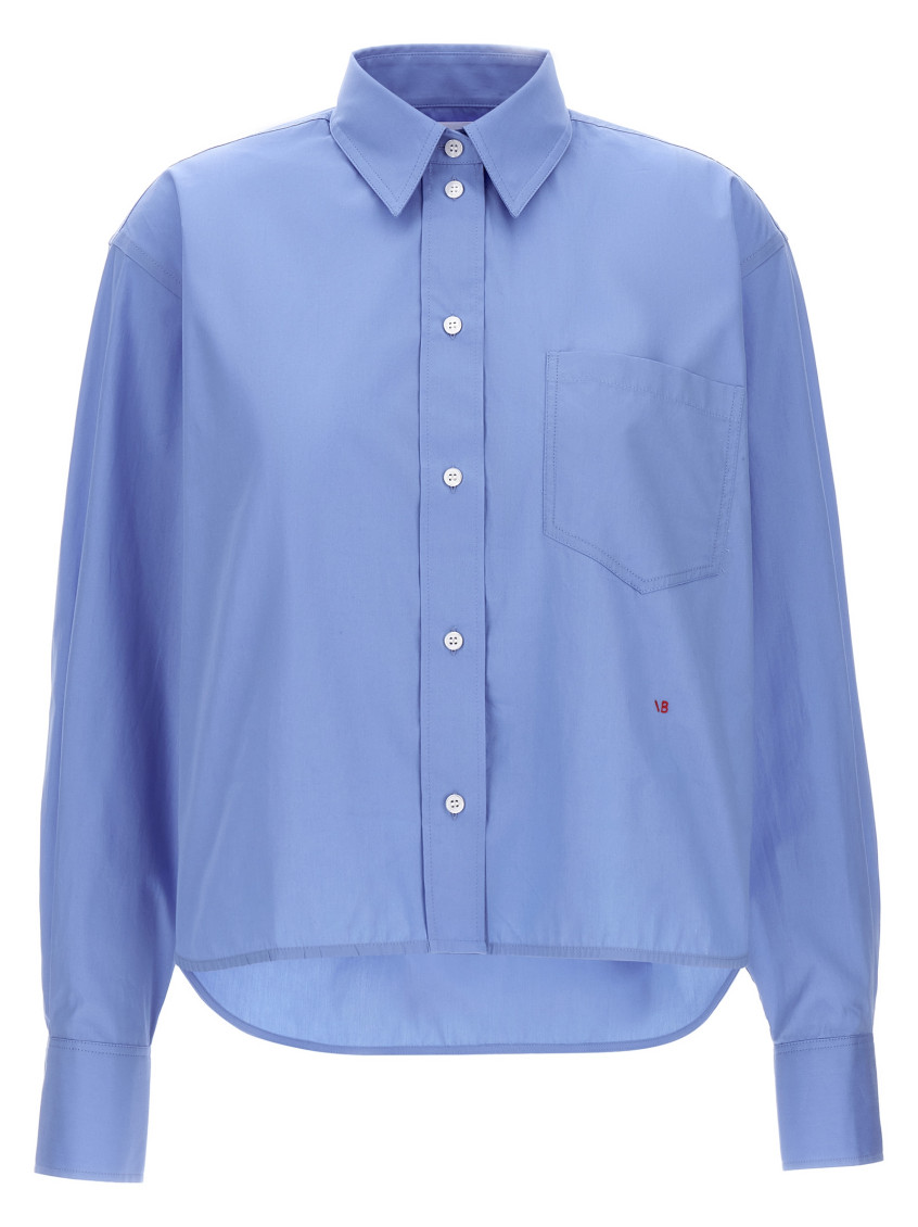 Victoria Beckham Shirt Cropped Long Sleeves In Light Blue