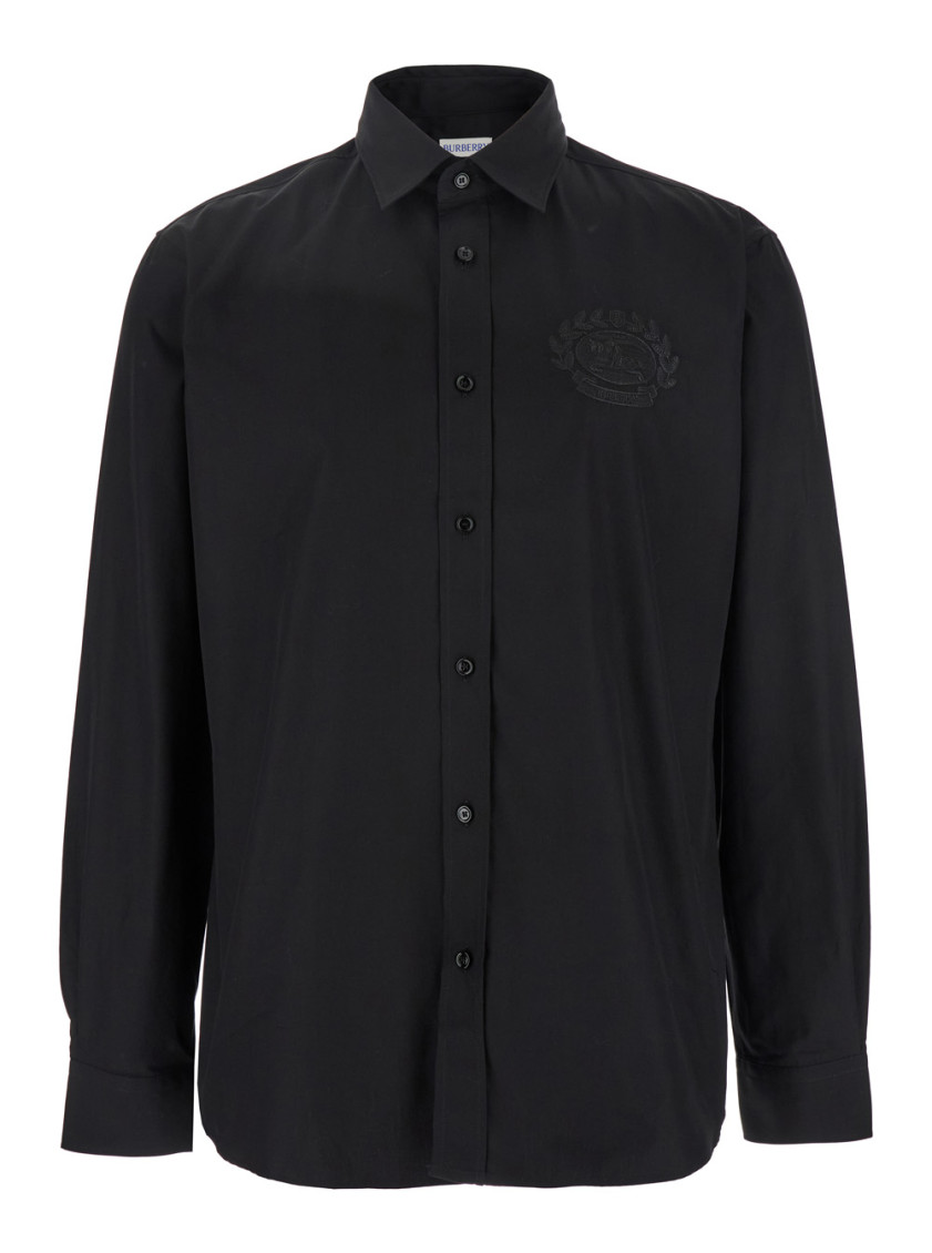 Burberry Logo-embroidered Polo Shirt In Black