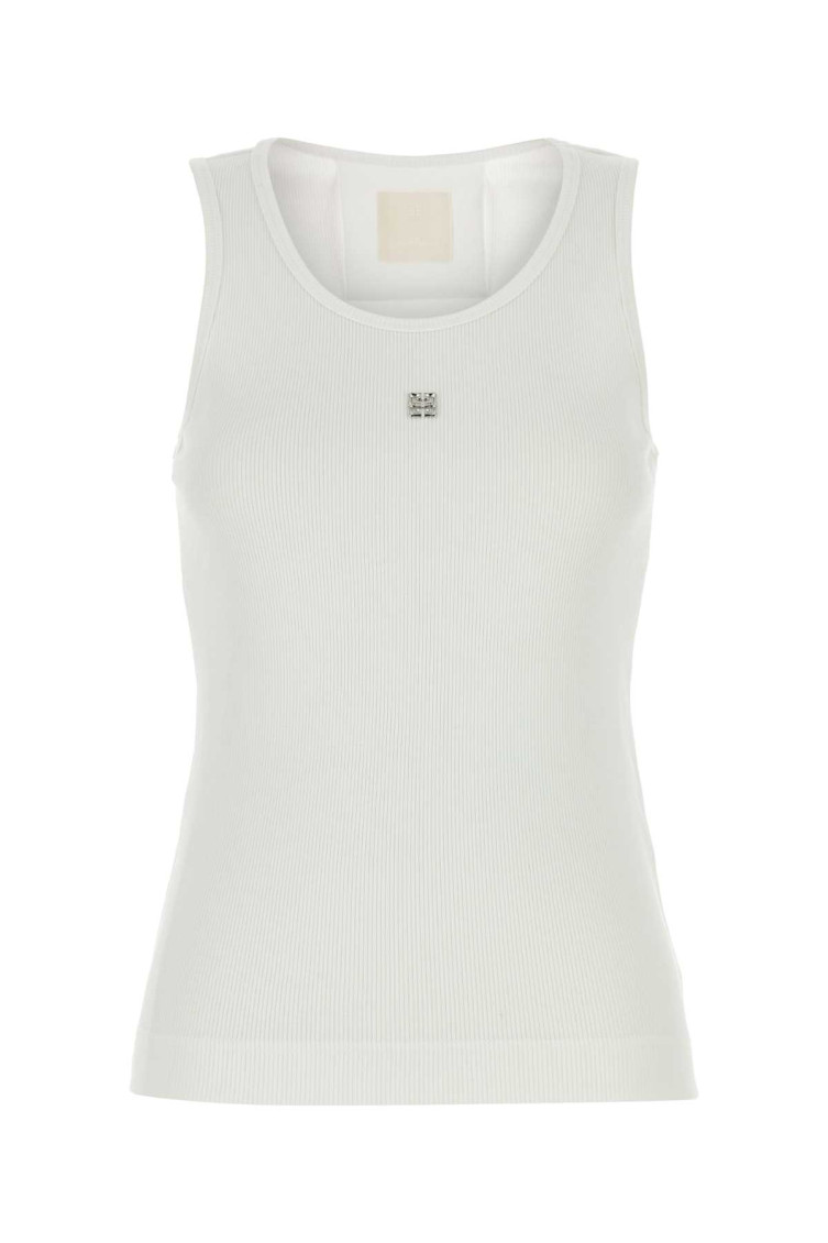 Givenchy White Stretch Cotton Tank Top In White