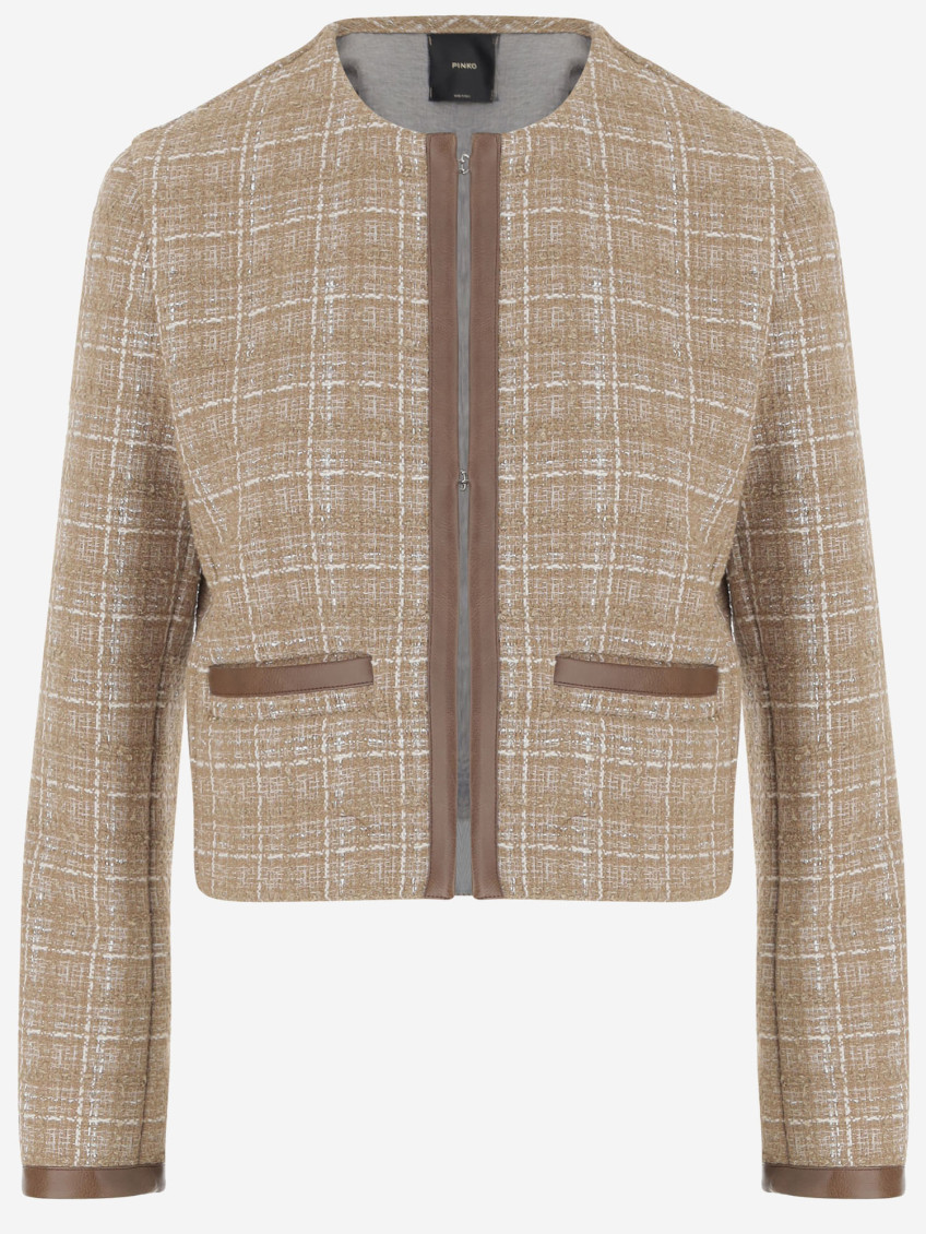 Pinko Checked Jacket In Beige