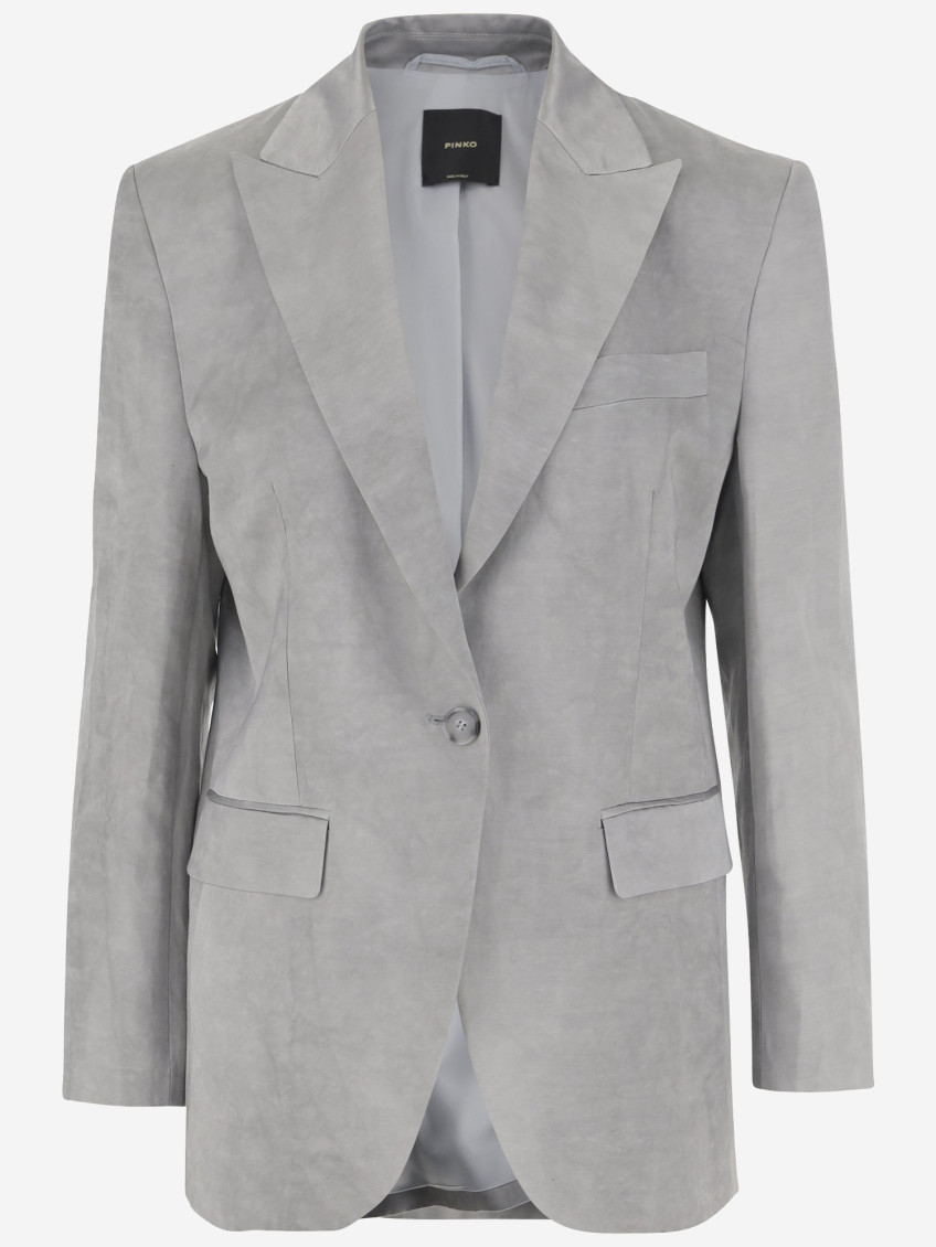 PINKO GREY SINGLE-BREASTED BLAZER 