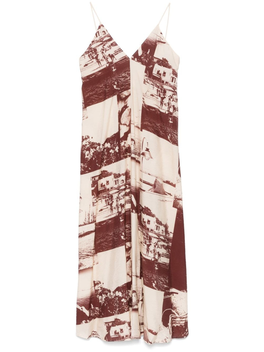 Shop Alysi Brown Printed Long Dress