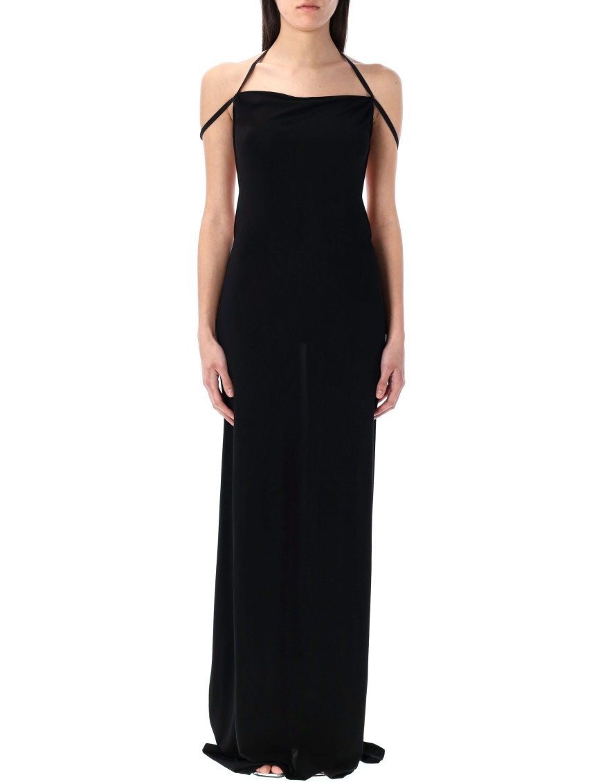 Marine Serre Women Long Dress With Neckline On The Back In Black