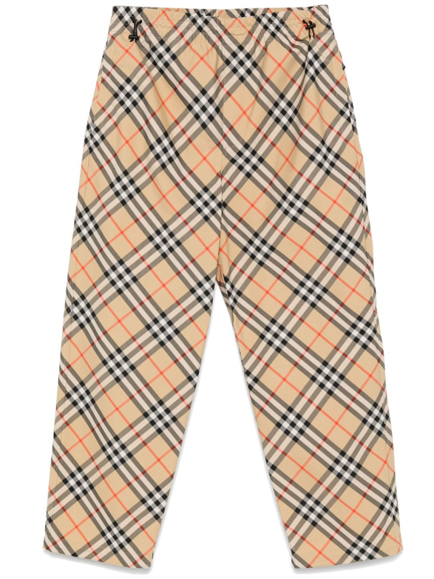 Burberry Checked Straight-leg Trousers In Beige