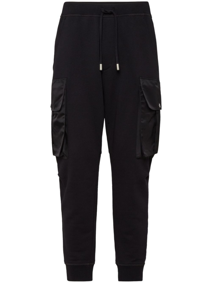 Dsquared2 Cargo Trousers With Elasticated Cuffs And Drawstring Waist In Black