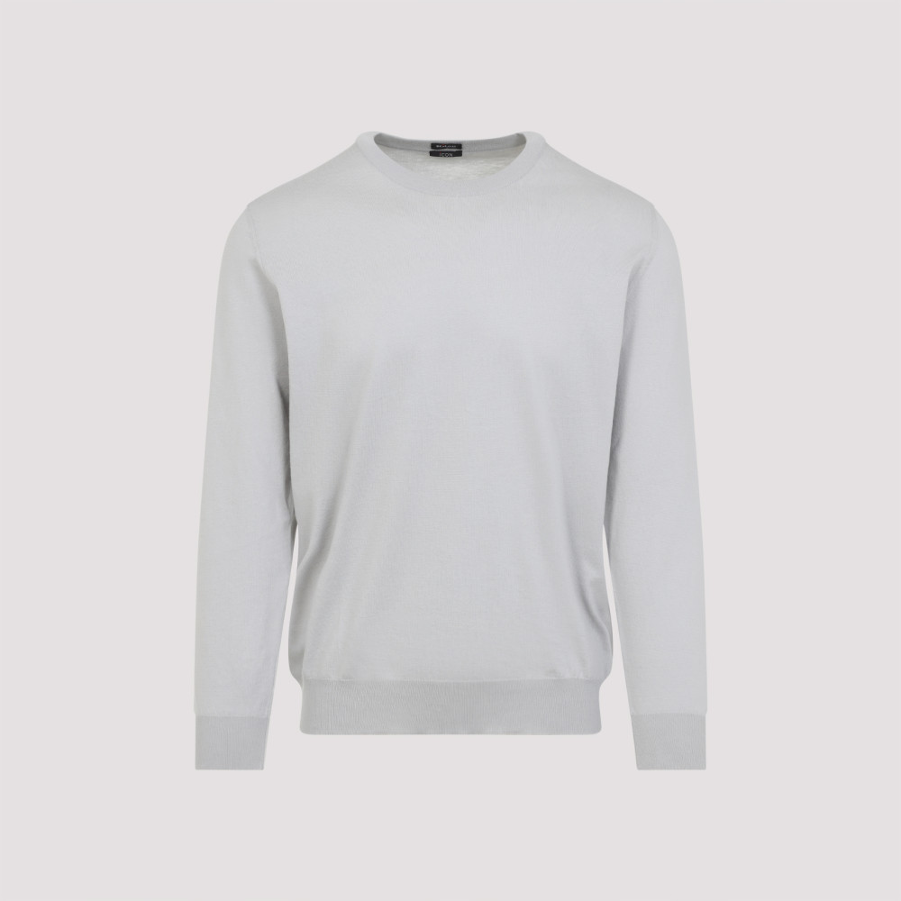 Shop Kiton Light Grey Logo Sweater