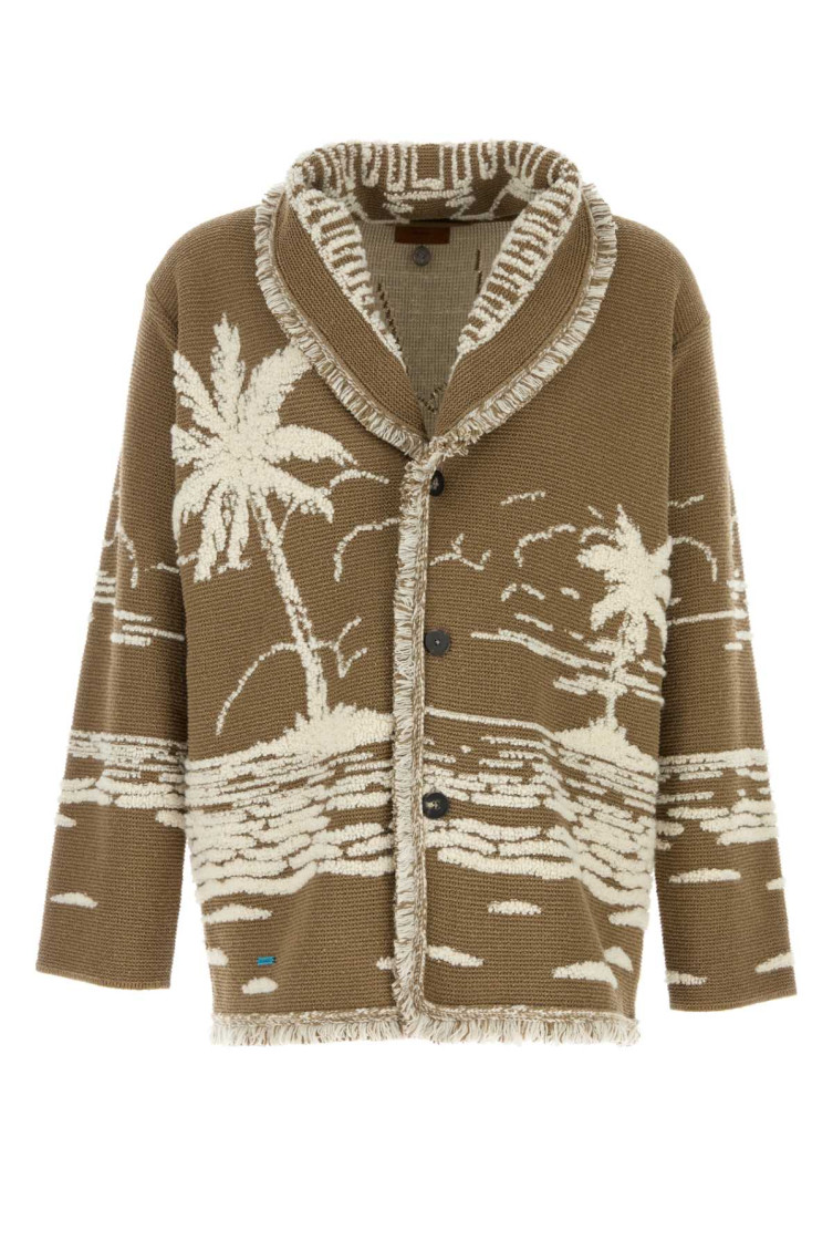 Alanui Embroidered Silk Blend Cardigan In Brown