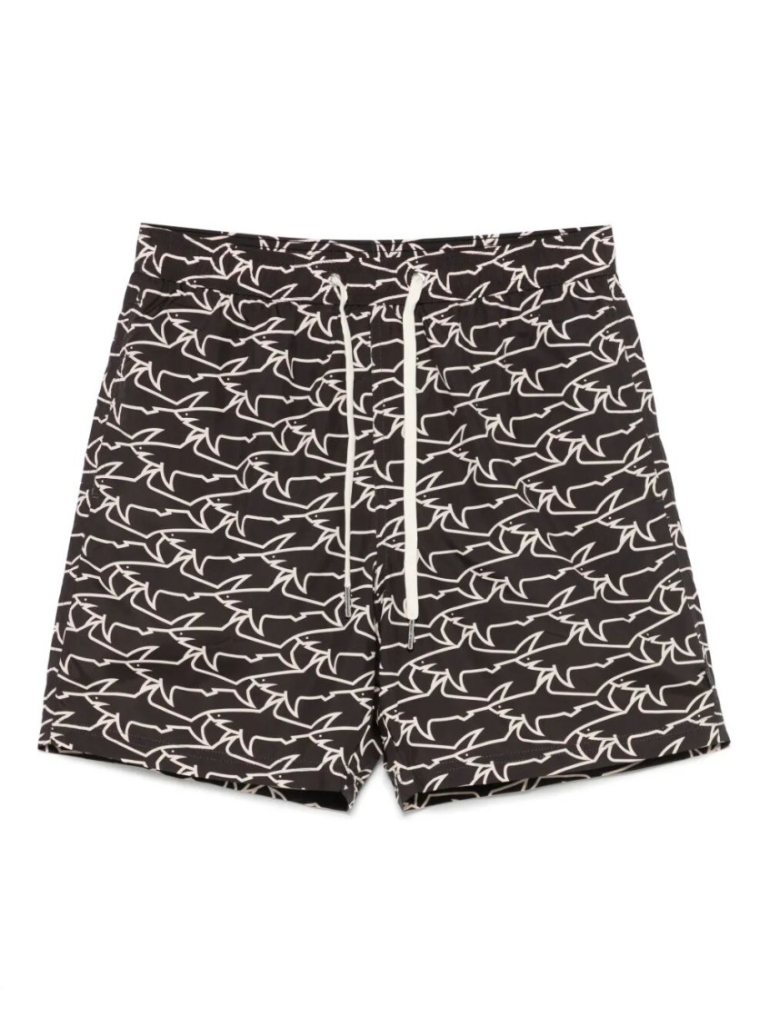 Paul & Shark Costume Da Bagno Con Stampa Shark All-over In Black