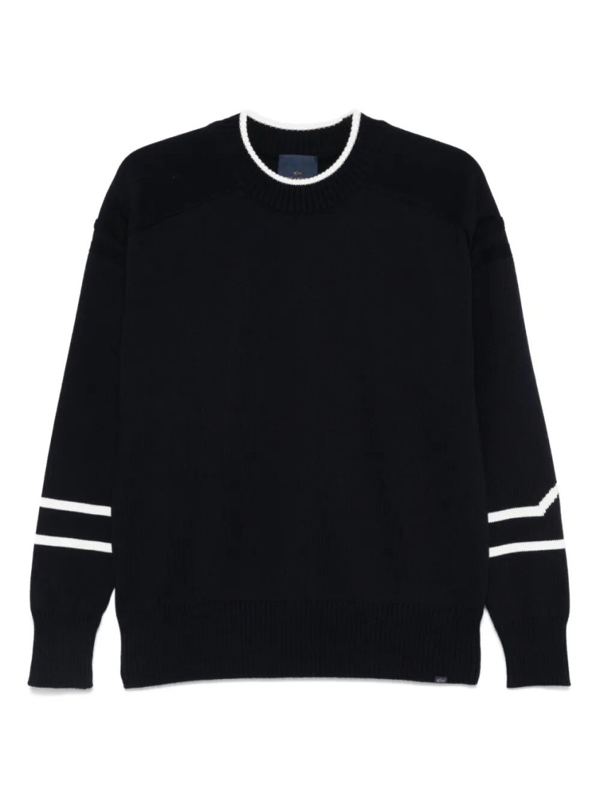 Shop Paul & Shark Blue Logo-jacquard Sweater