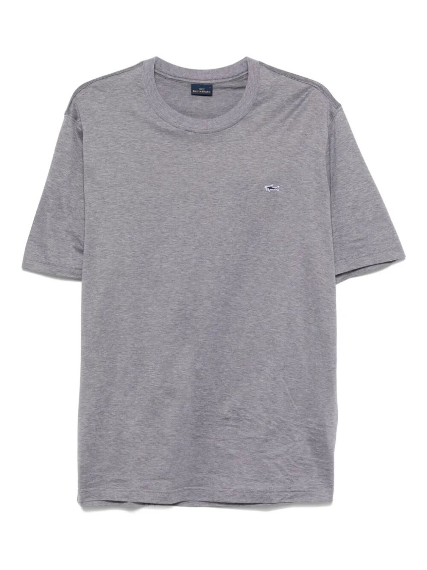 Paul & Shark Cotton T-shirt Logo Patch In Grey