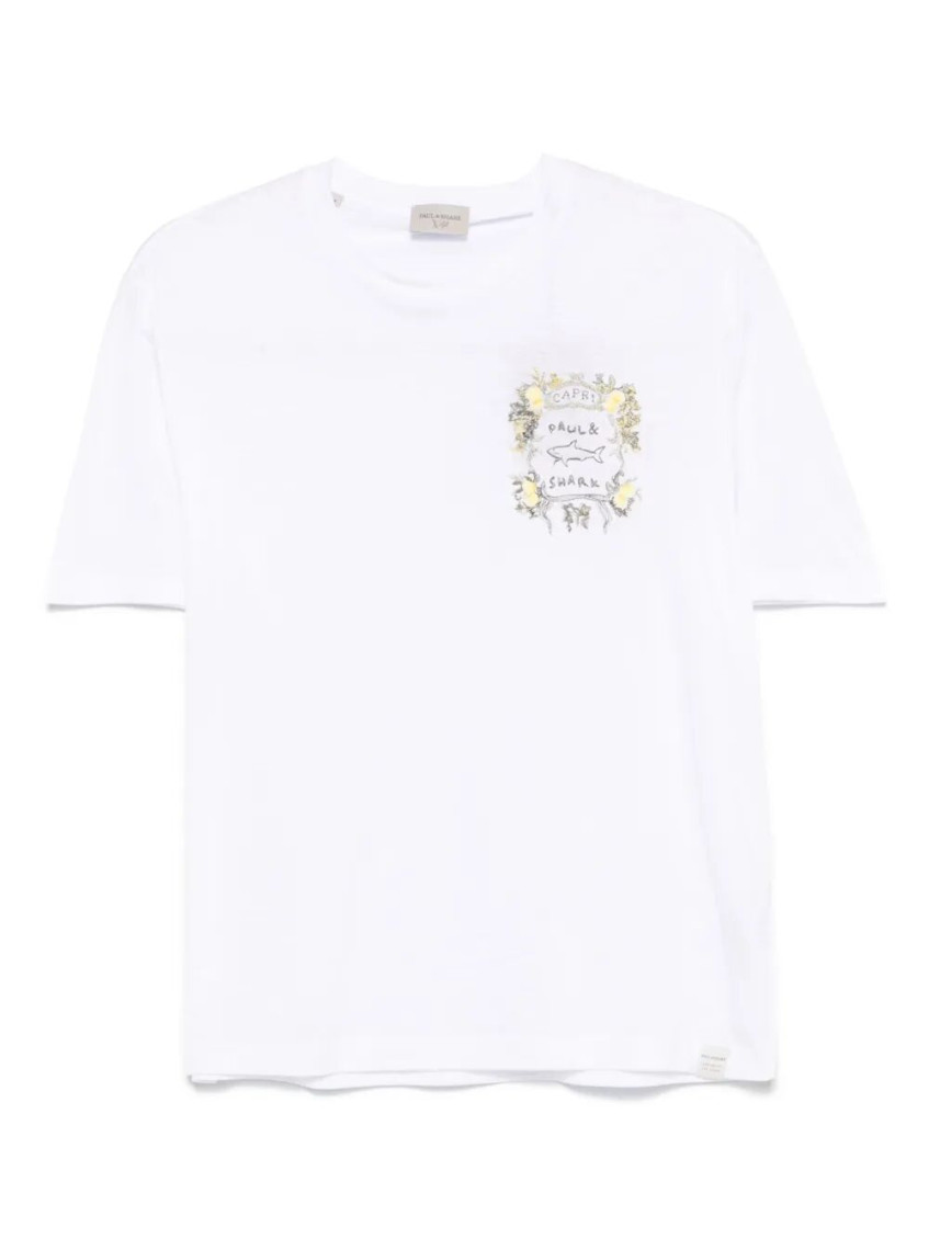 Paul & Shark Capri Embroidery X-soft Jersey T-shirt In White