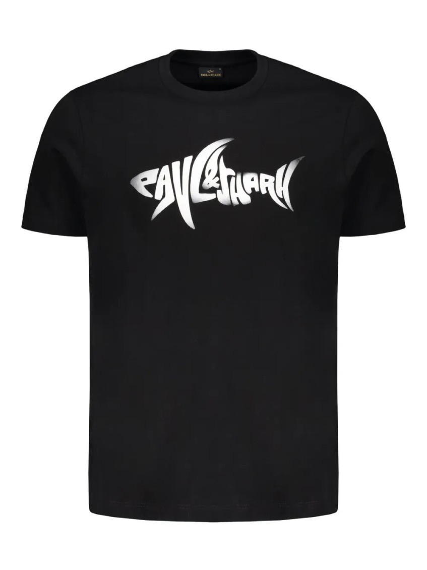 Paul & Shark Shark Graffiti Print Cotton Jersey T-shirt Clothing In Black