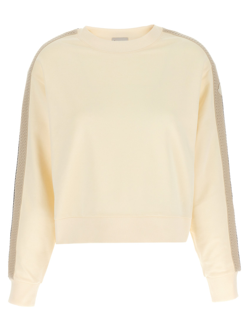 Moncler Oversized Cotton Jersey Sweatshirt With Crochet Detailing In White