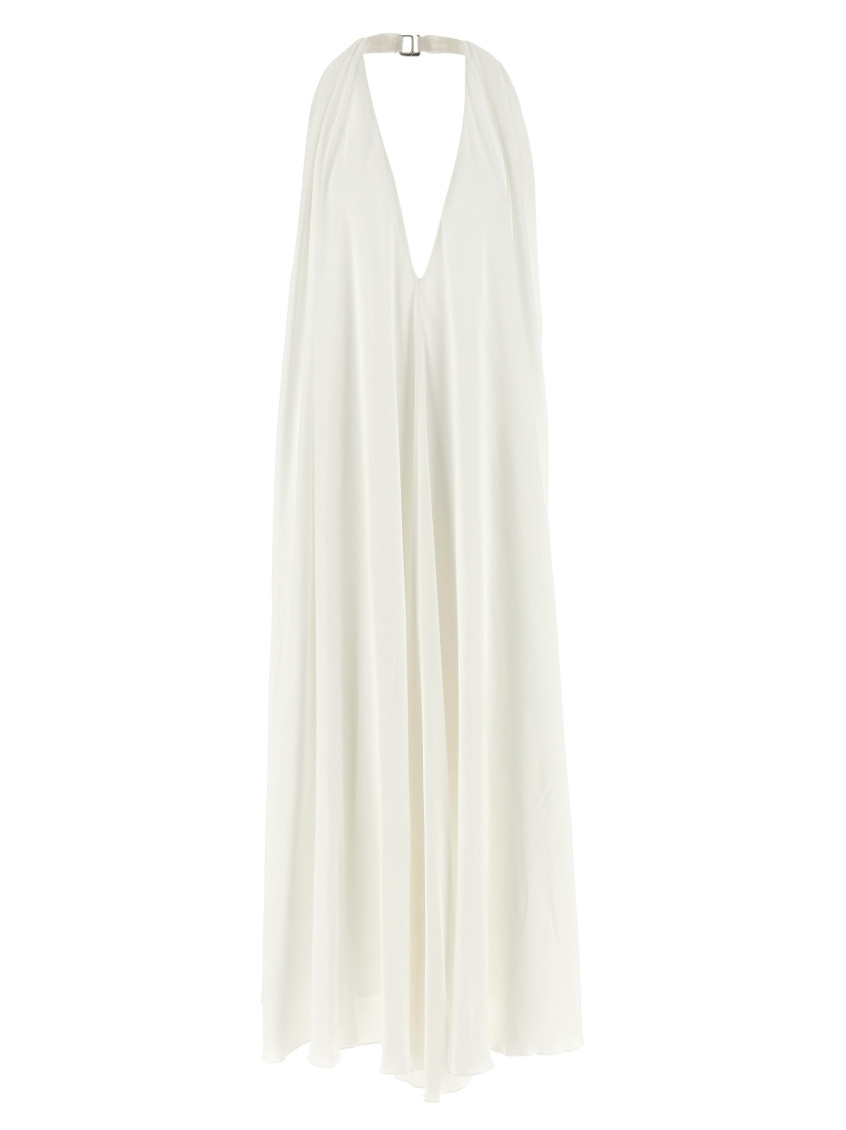 Jacquemus Norma Plunging Halter Backless Gown In White