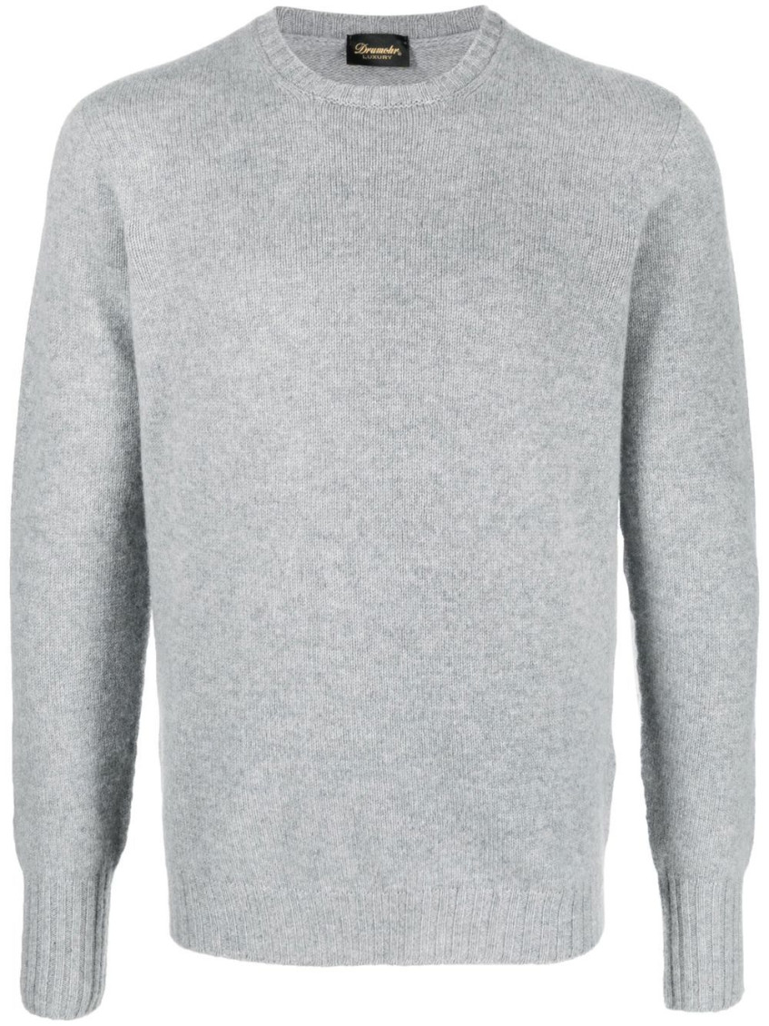 Drumohr Man Sweater Light Grey Size 42 Lambswool In Grey