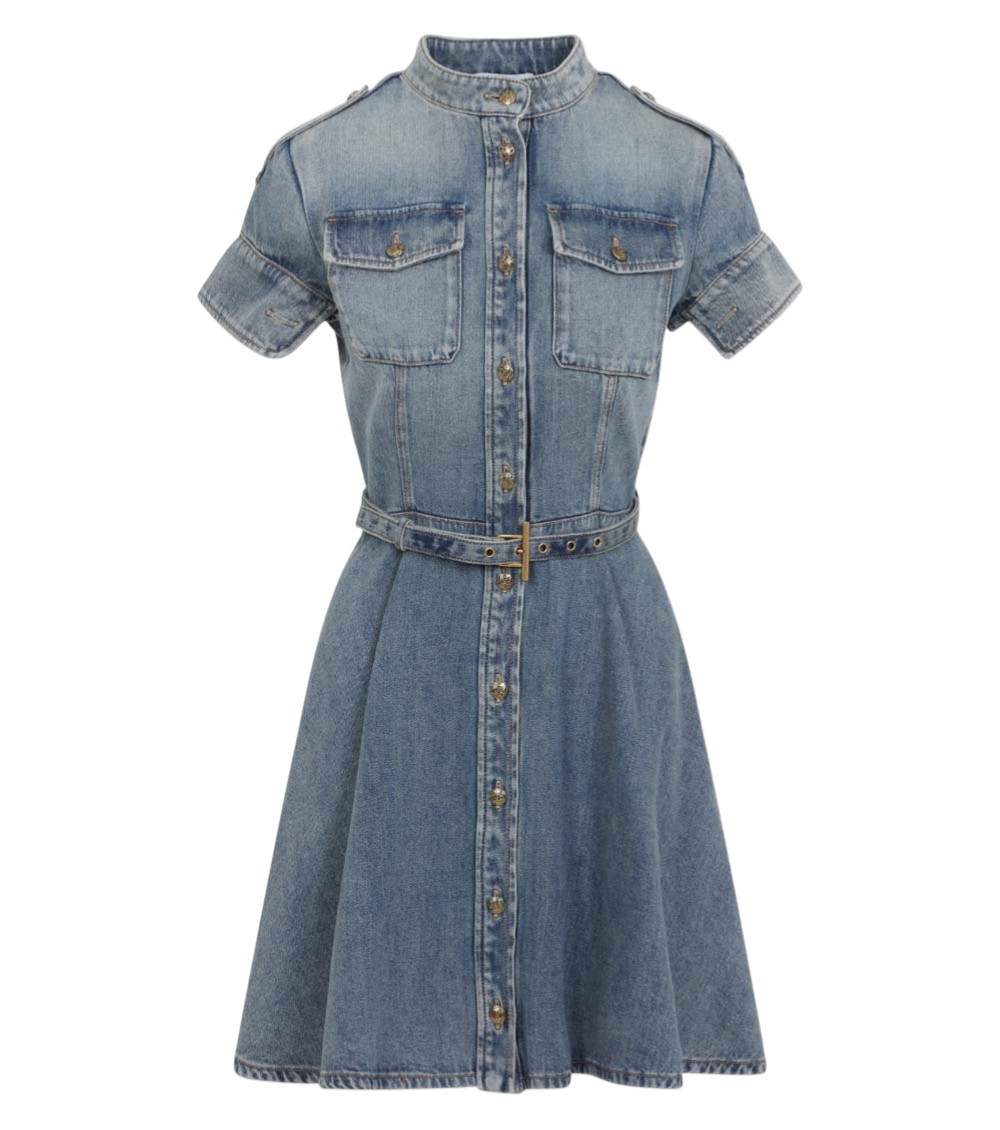 Alexander Mcqueen Light Blue Mock Collar Belted Mini Dress for Women Online USA at Darveys.com Alexander Mcqueen Light Blue Mock Collar Belted Mini Dress for Women Online USA at Darveys.com