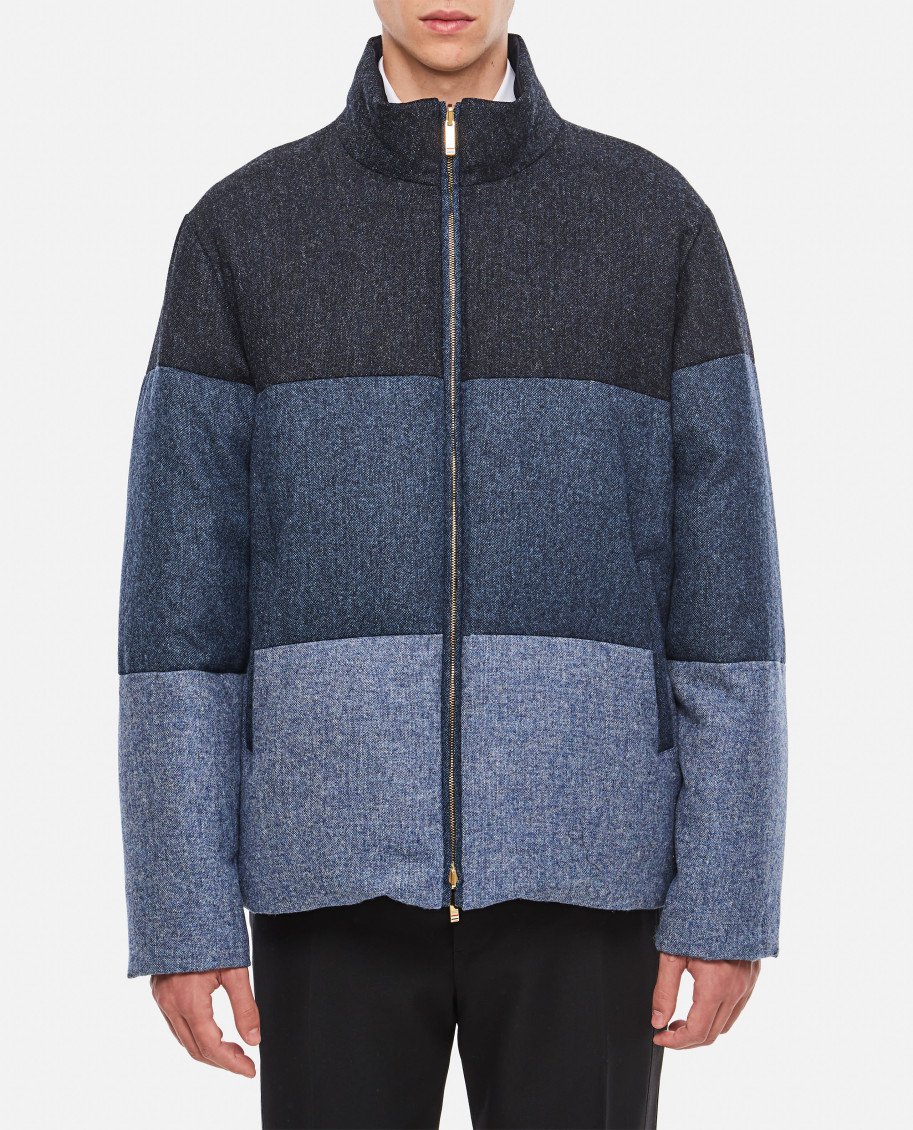 Thom Browne 4 Bar Reversible Neck Zip Up Jacket In Multicolor