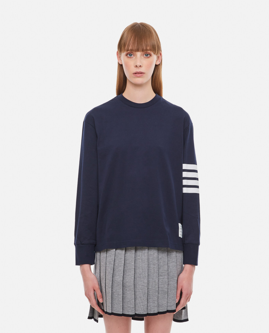 Thom Browne Dark Blue Long Sleeve Sweater In Dark Blue