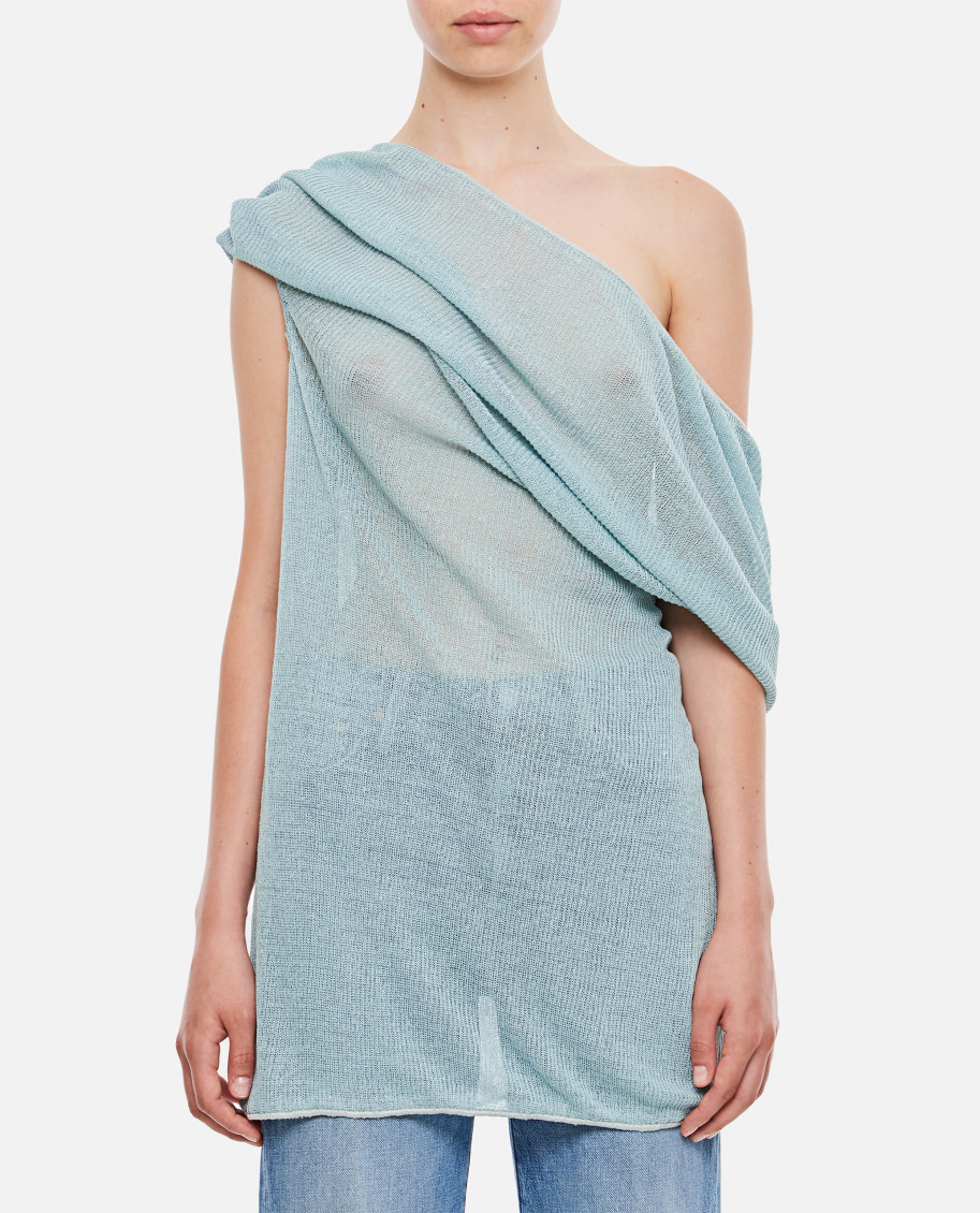 Vitelli Membrane Linen Draped Top In Sky Blue