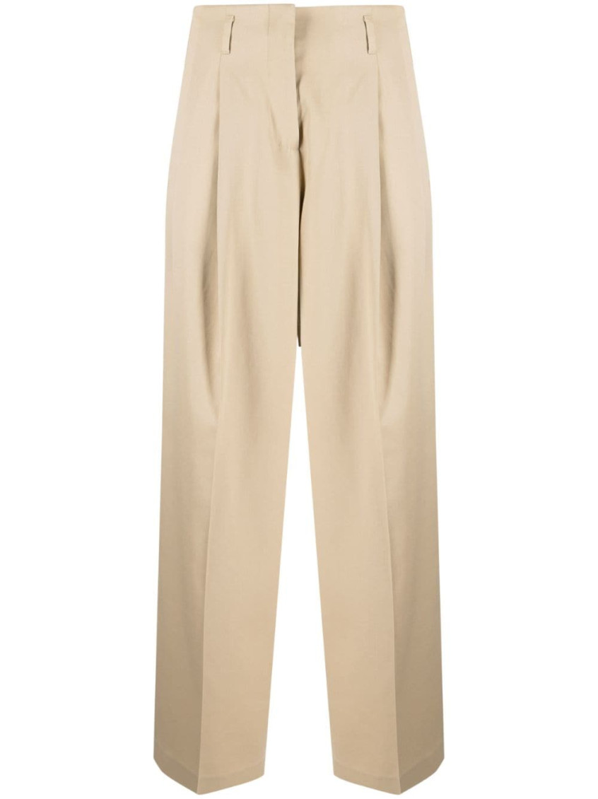 Shop Golden Goose Beige Wide-leg Wool Pants