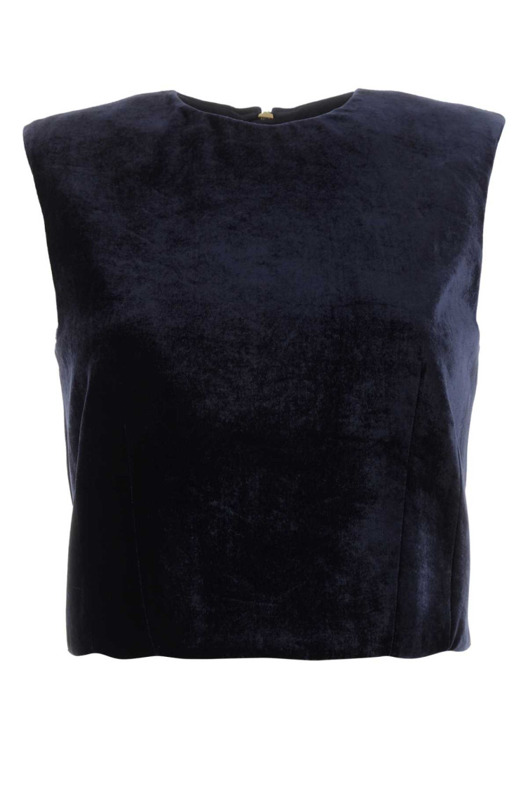 Shop Fendi Dark Blue Cropped Sleeveless Top