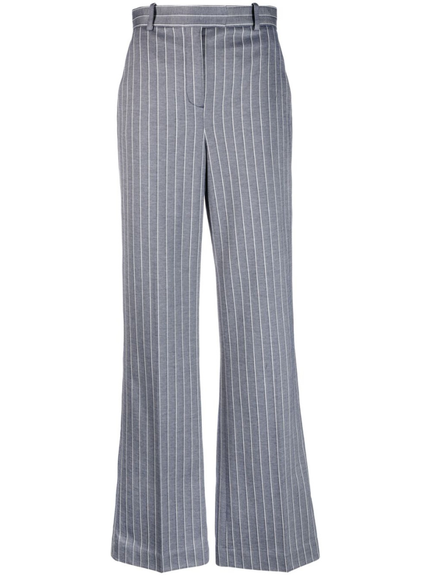 Circolo 1901 Pinstripe-pattern Flared Trousers In Blue