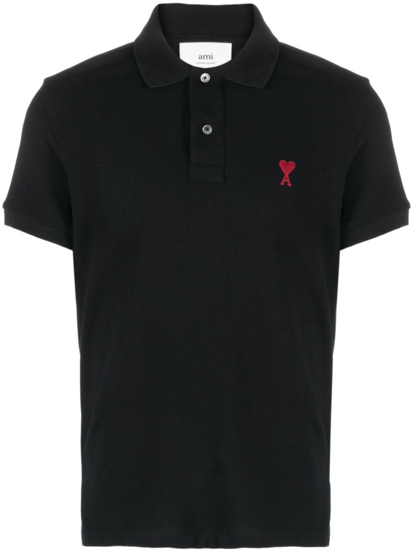 Shop Ami Alexandre Mattiussi Black Logo Polo