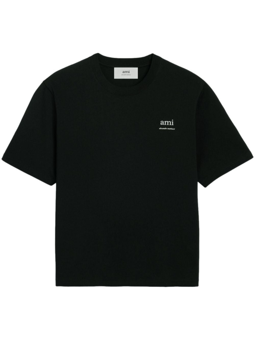 Shop Ami Alexandre Mattiussi Black Logo Print T-shirt