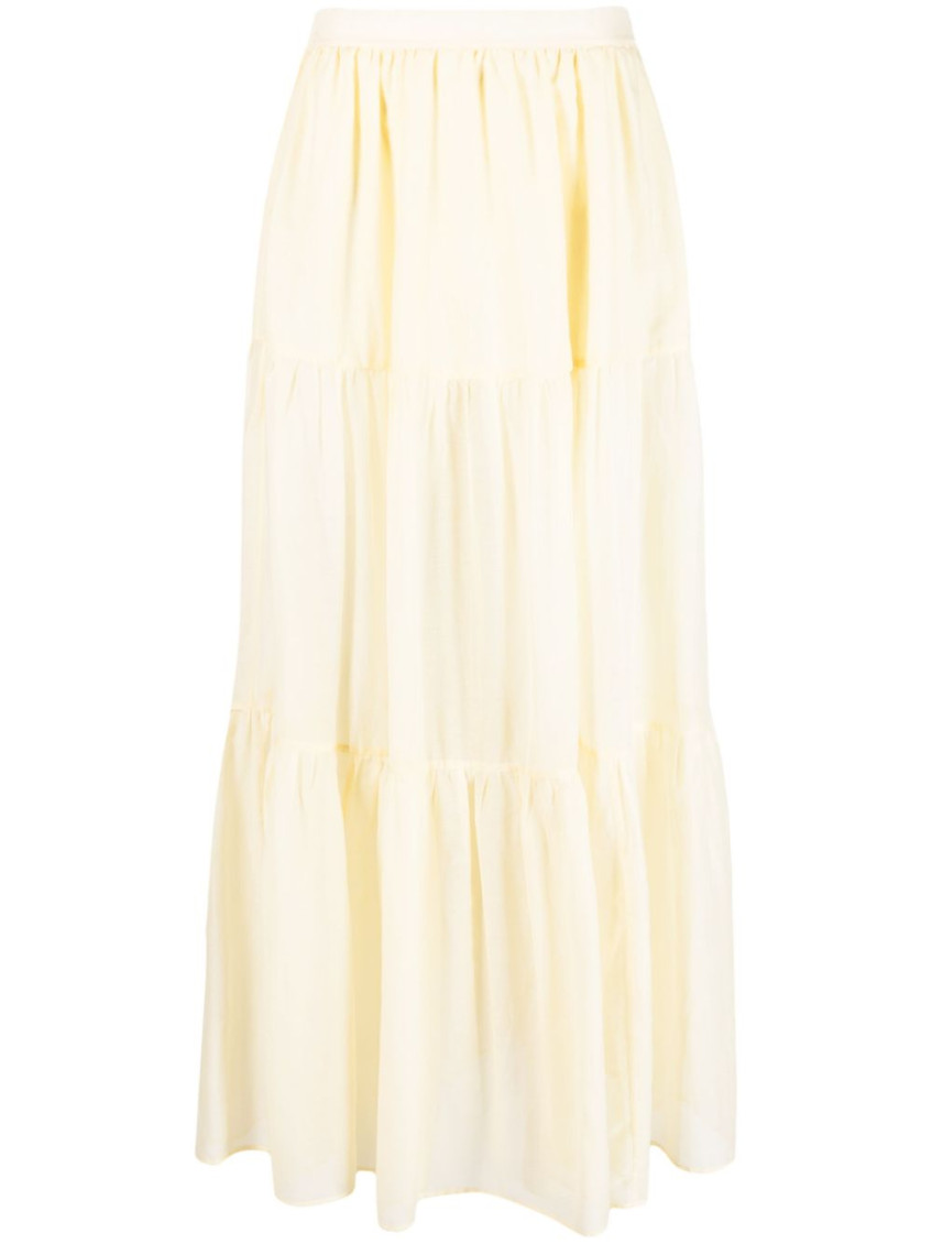 MANEBI YELLOW LIGHT YELLOW RECIFE SILK-COTTON VOILE SKIRT