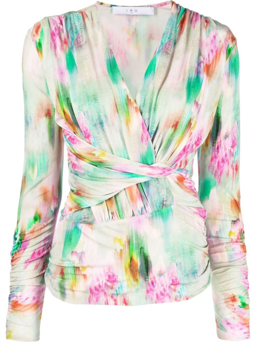 Iro Abstract-print Long-sleeve Mini Dress In Green
