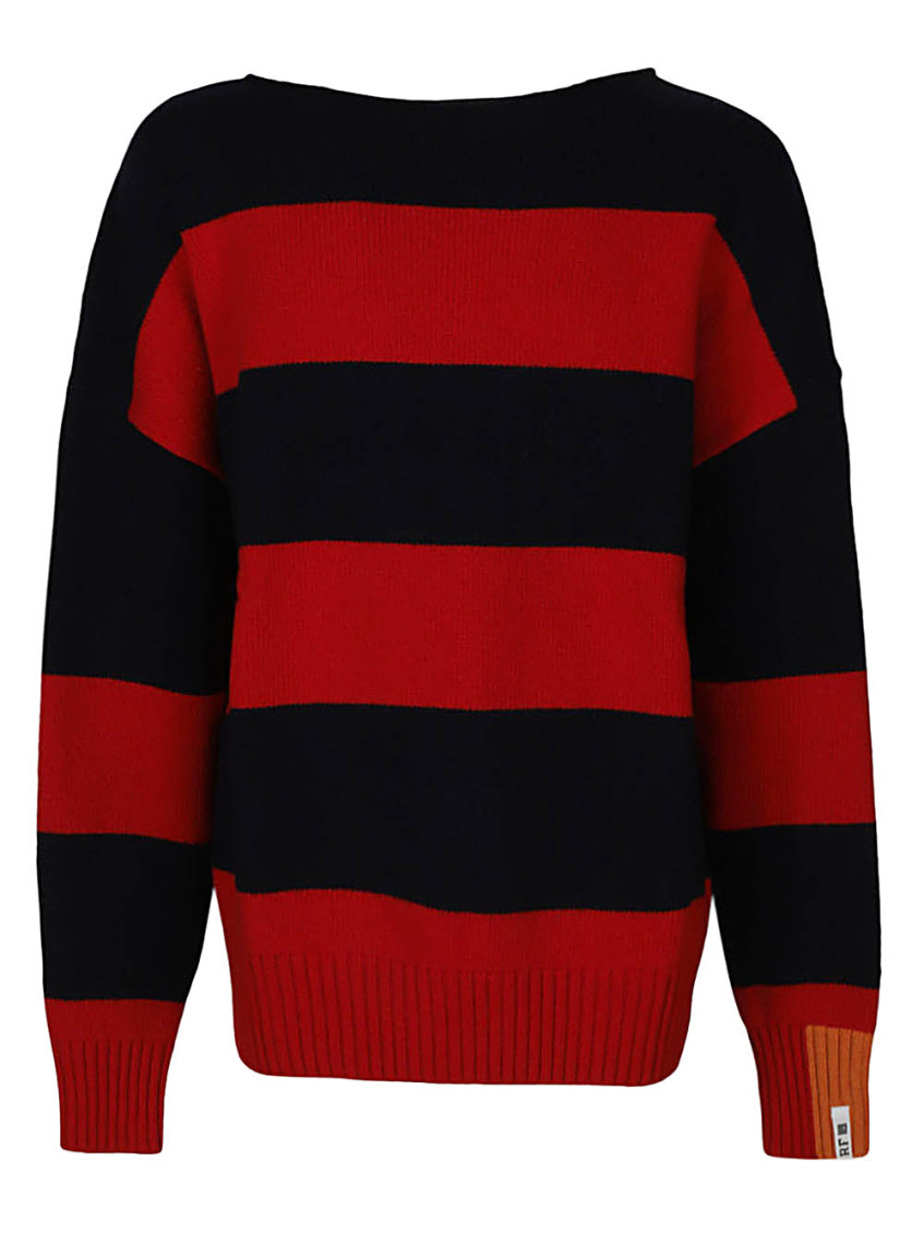 Right Fort Wool Striped Crewneck Jumper In Red