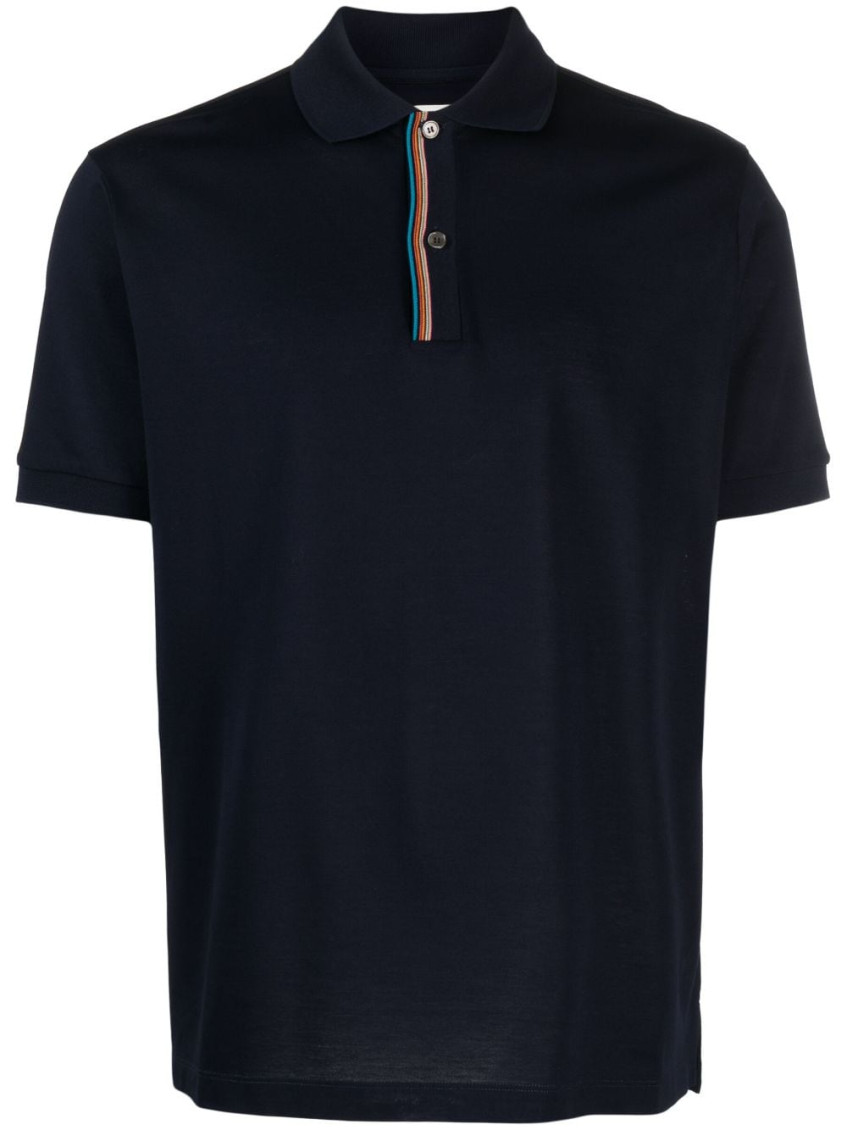 Paul Smith Signature Stripe-trim Polo Shirt In Blue
