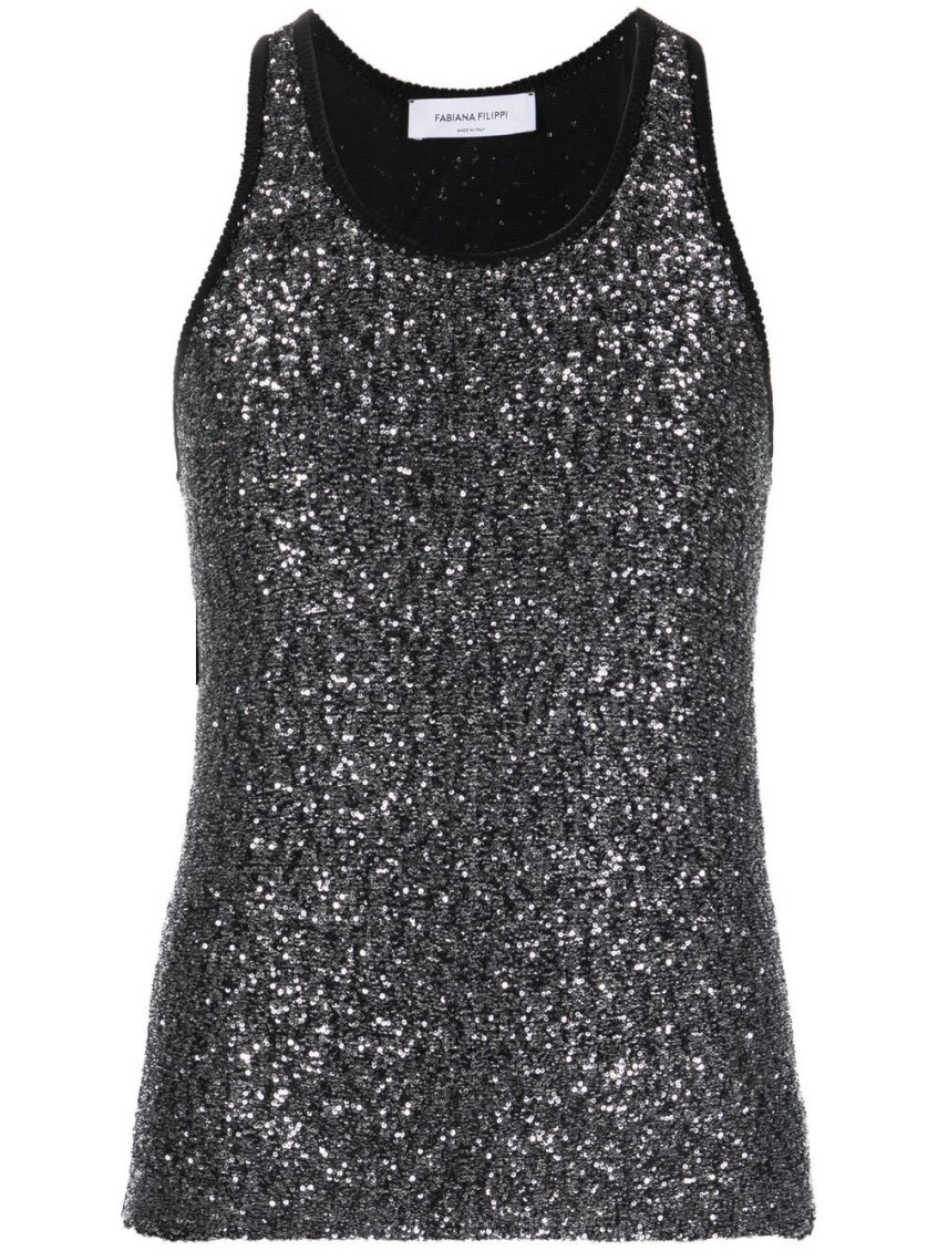 Fabiana Filippi Sequin Tank Top In Black