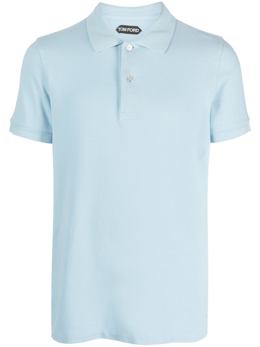 Tom Ford Toweling Cotton Blend Polo Shirt In Light Blue