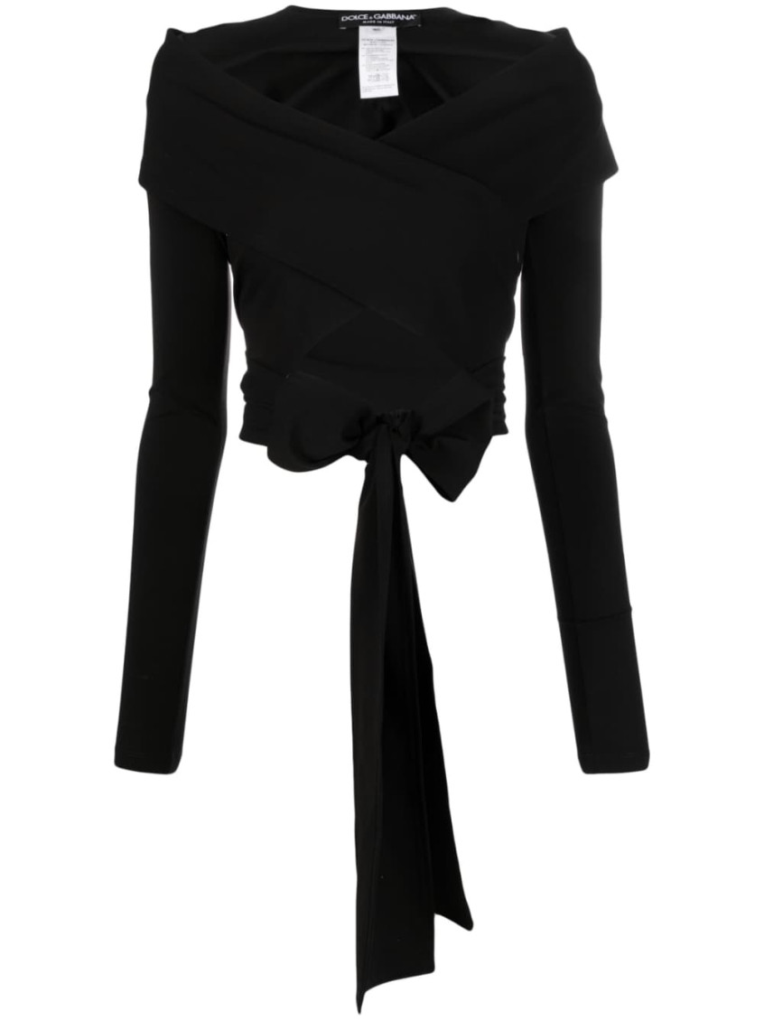 Dolce & Gabbana Wrap Cut-out Tie Detail Top In Black