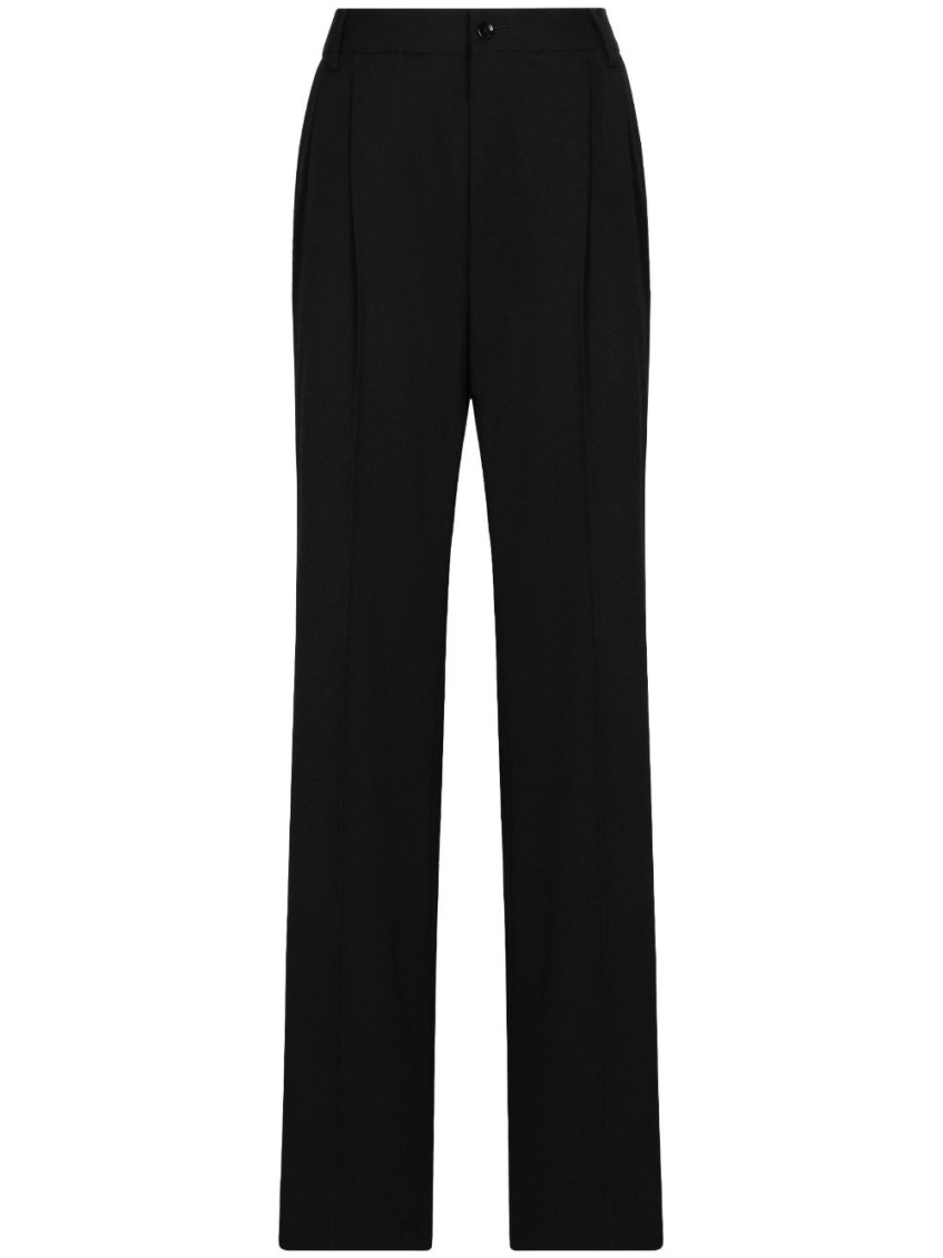 Shop Dolce & Gabbana Wool Trousers In Black