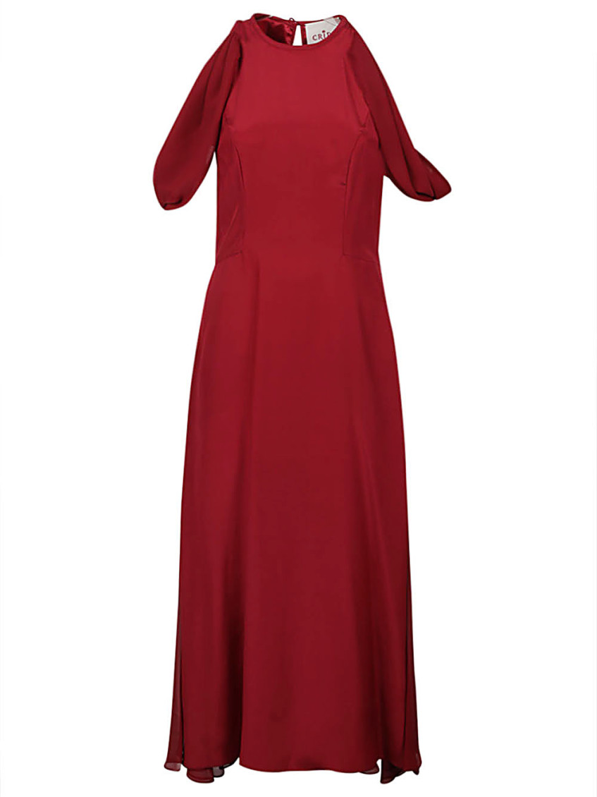 Cri.da Crida Silk Midi Dress In Maroon