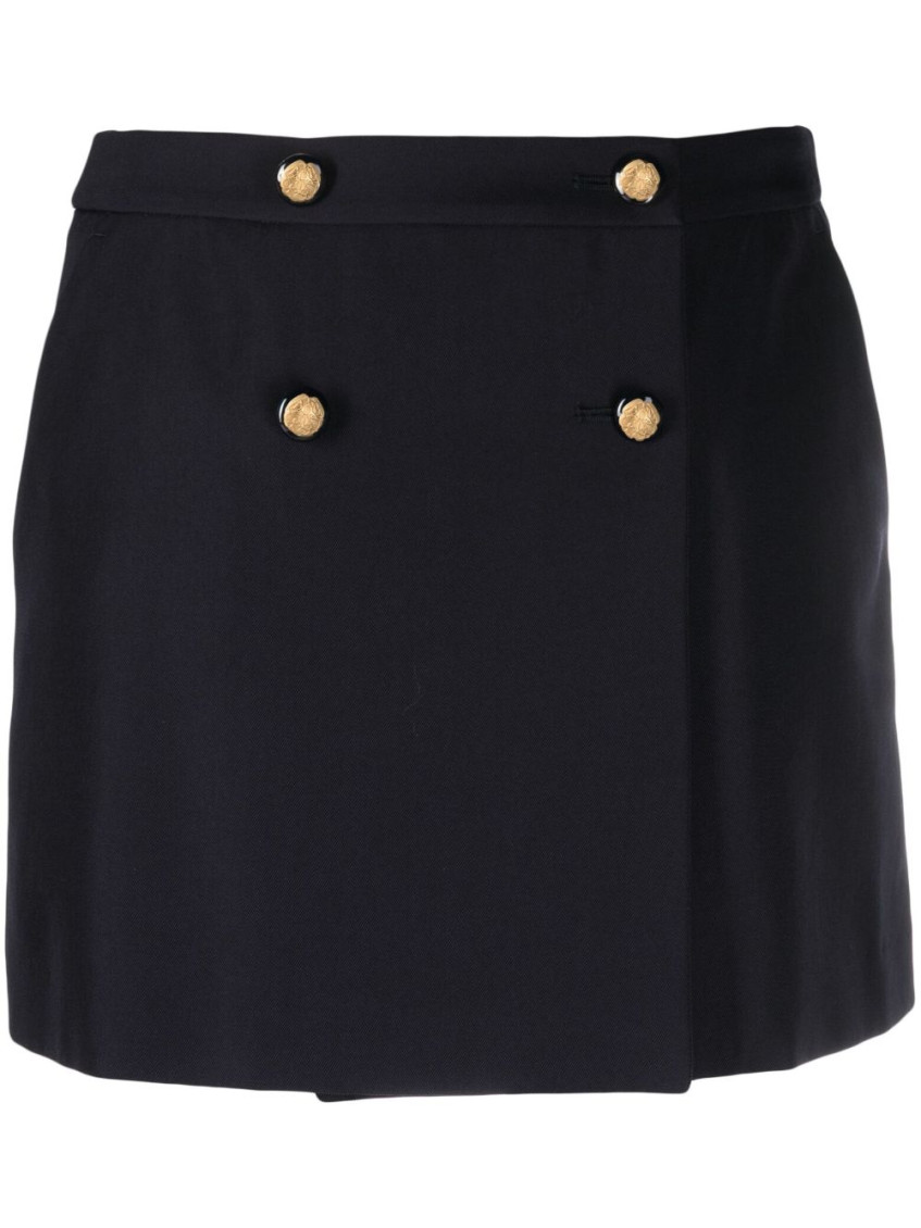 Shop Alexander Mcqueen Wool Mini Skirt In Blue