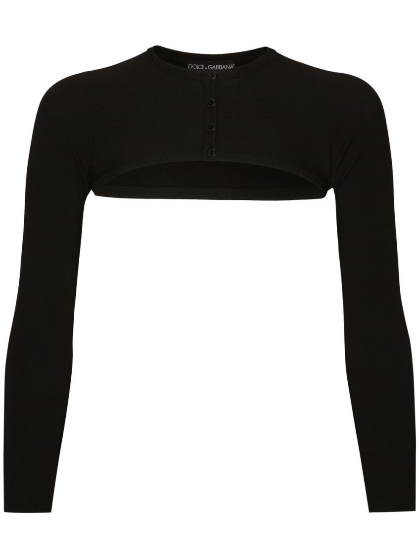 Dolce & Gabbana Black Black Cropped Cardigan In Black