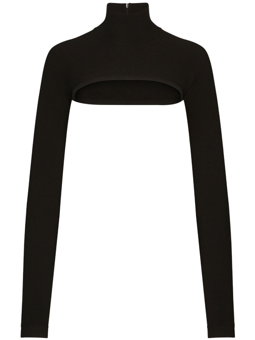 Dolce & Gabbana Viscose-blend Knit Shrug In Black