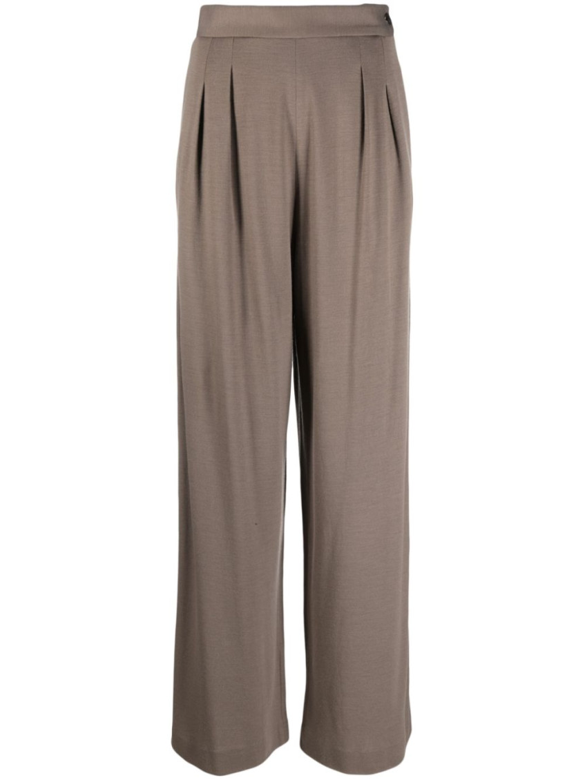 Fabiana Filippi Women's Wide Leg Wool Trousers In Brown